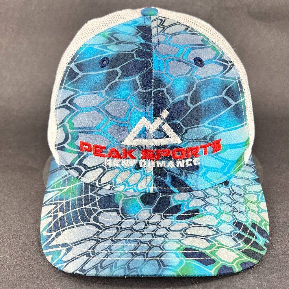 Peak Sports Fishing Snapback Trucker Hat Cap Richardson Kryptek Blue Mens